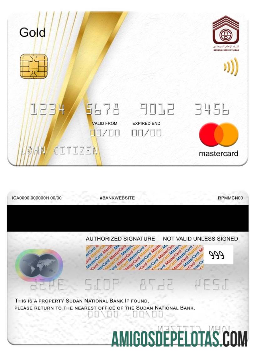 Banco Nacional do Sudão Mastercard Gold exemplo